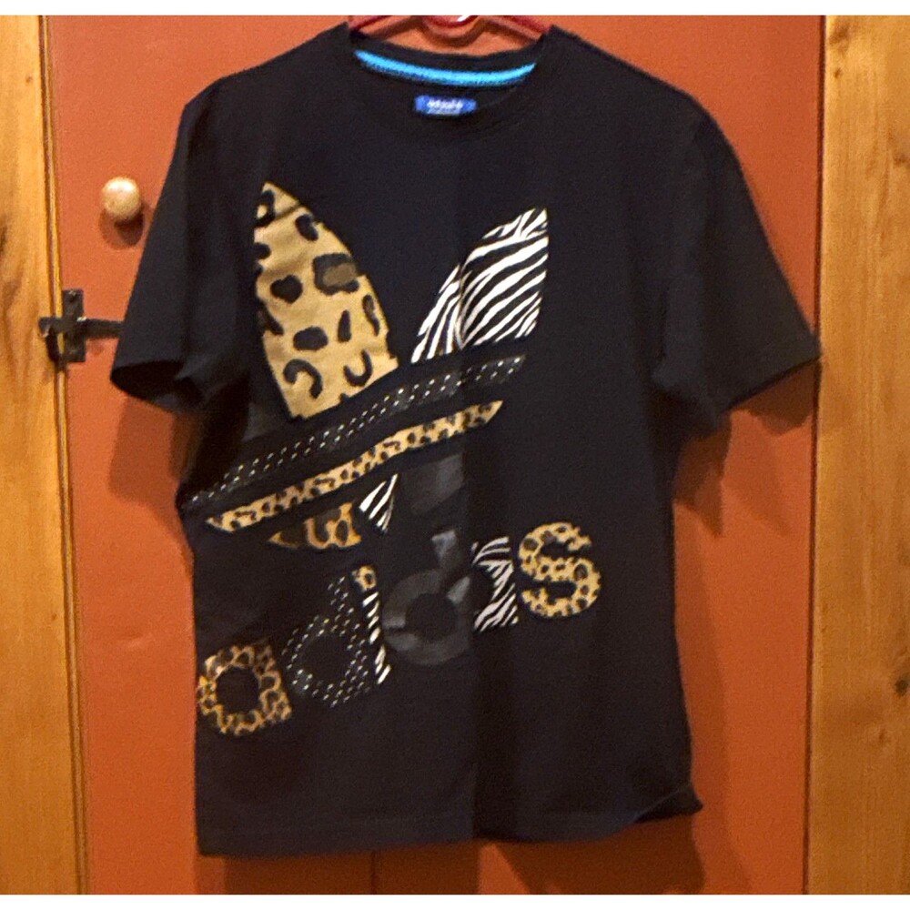 adidas Originals Leopard Luxe Trefoil Tee size L unisex